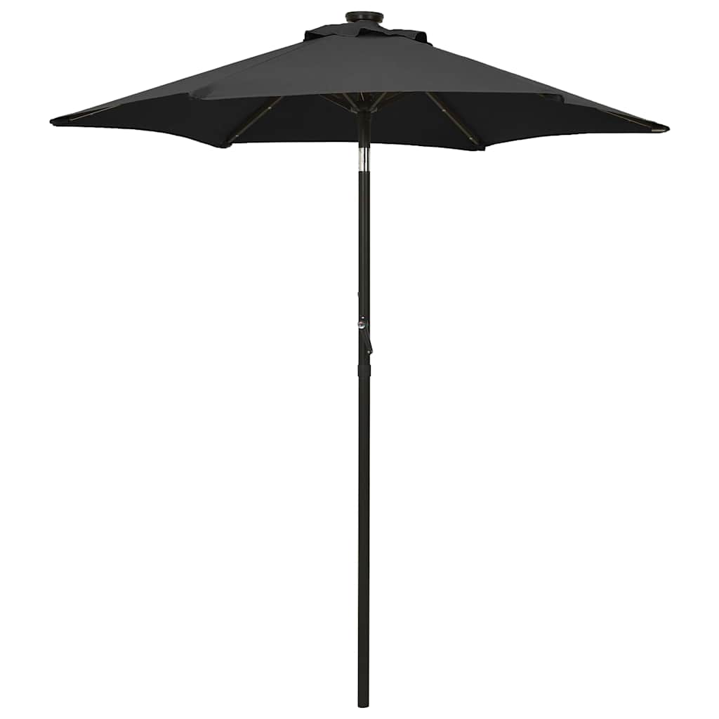 VidaXL Sonnenschirm mit LED-Beleuchtung 200x211 cm Aluminium Schwarz