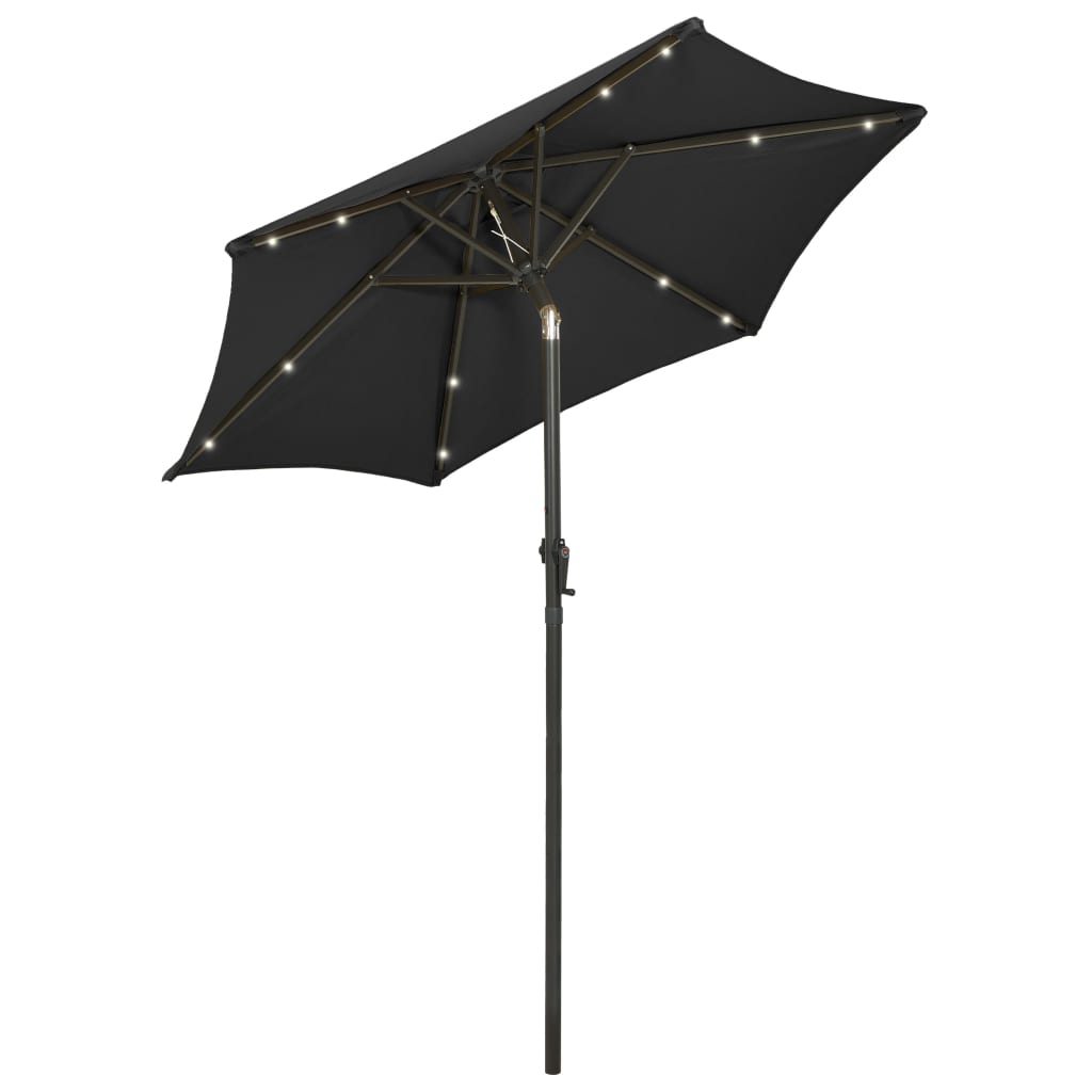VidaXL Sonnenschirm mit LED-Beleuchtung 200x211 cm Aluminium Schwarz