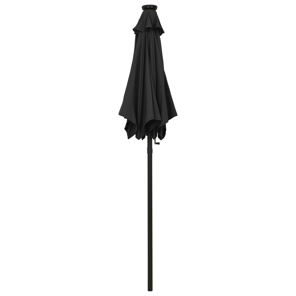 VidaXL Sonnenschirm mit LED-Beleuchtung 200x211 cm Aluminium Schwarz