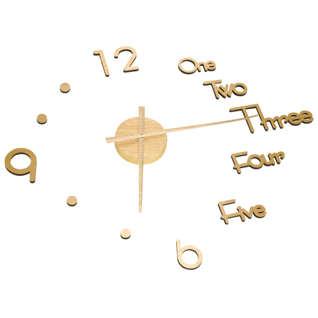 VidaXL 3D-Wanduhr, modern, XXL, 100 cm, goldfarben