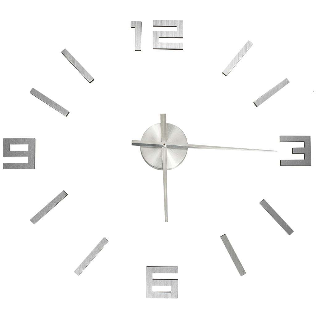 VidaXL 3D-Wanduhr, modern, XXL, 100 cm, silberfarben