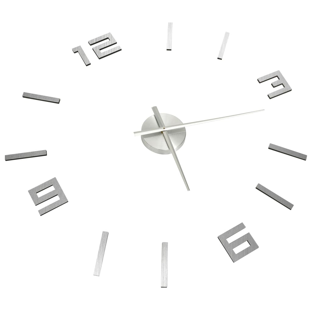 VidaXL 3D-Wanduhr, modern, XXL, 100 cm, silberfarben