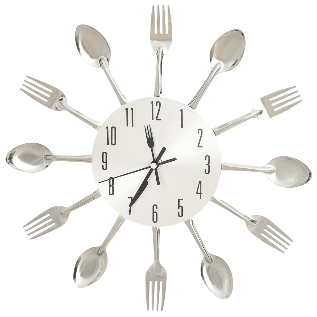 VidaXL Wanduhr Löffel und Gabel 31 cm Aluminium Silberfarben