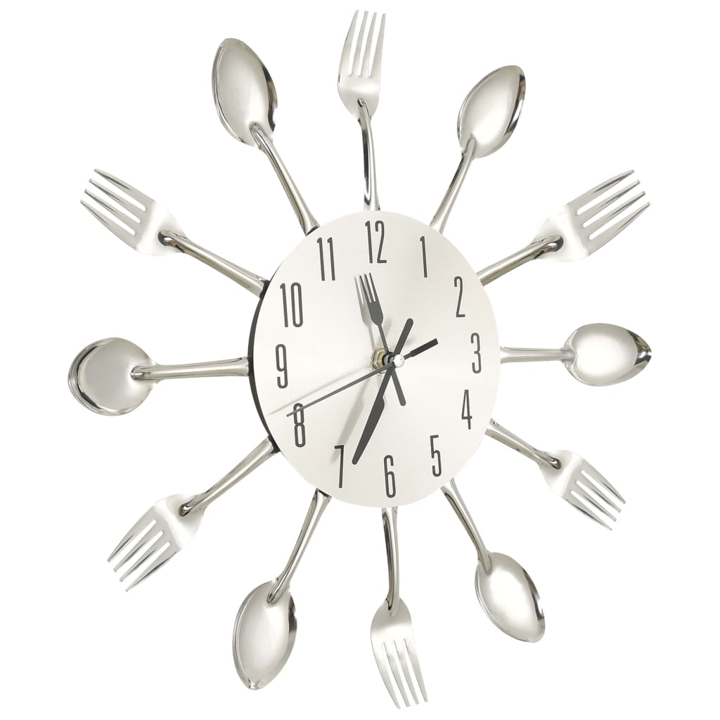 VidaXL Wanduhr Löffel und Gabel 31 cm Aluminium Silberfarben