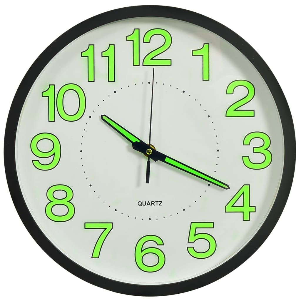 VidaXL Wanduhr, leuchtend, 30 cm, Schwarz
