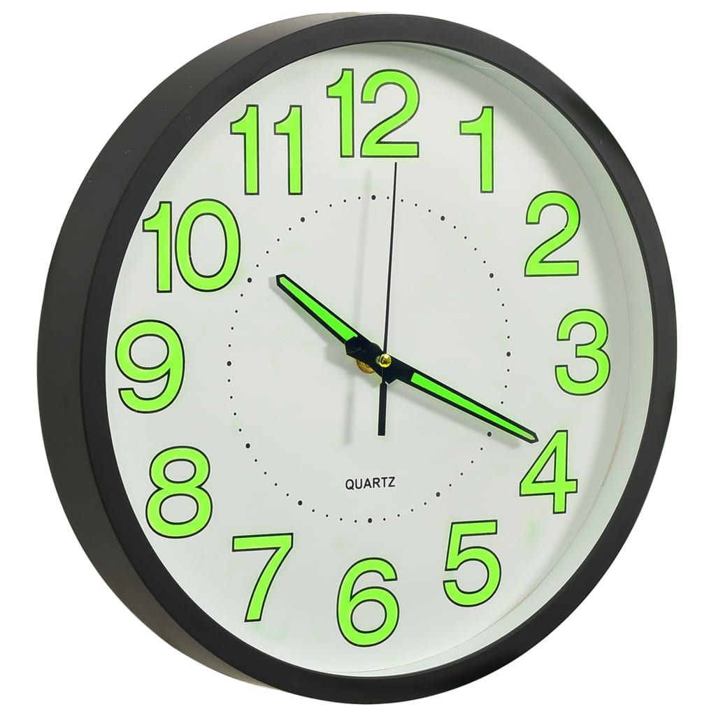 VidaXL Wanduhr, leuchtend, 30 cm, Schwarz