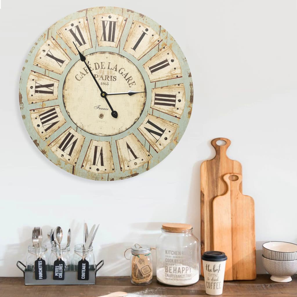 Vidaxl wandklok 60 cm mdf meerkleurig