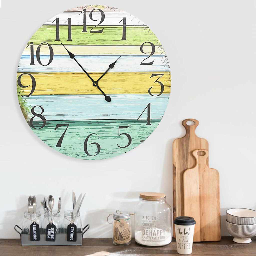 VidaXL Wanduhr 60 cm MDF Mehrfarbig