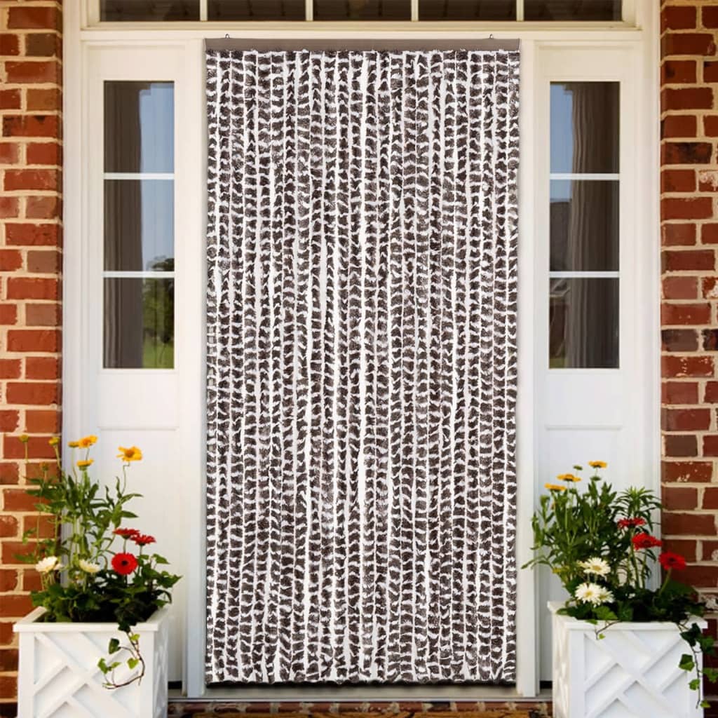 VidaXL Fliegengitter 100x220 cm Chenille Braun und Weiß