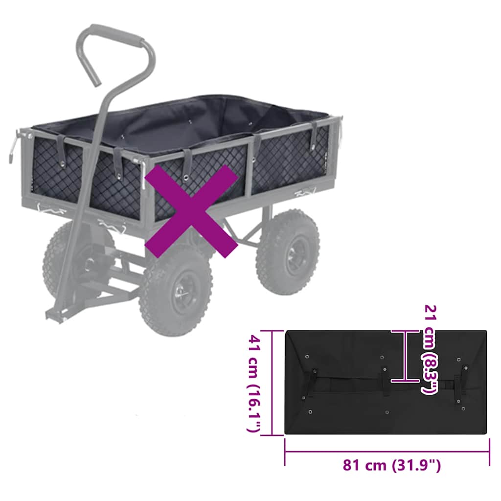 VidaXL Gartenwagen-Einlage 81x41x21 cm Stoff Schwarz