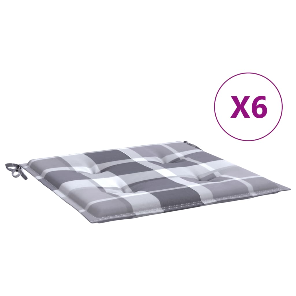 Vidaxl tuinstoelkussens 6 st 40x40x4 cm oxford stof ruitpatroon grijs