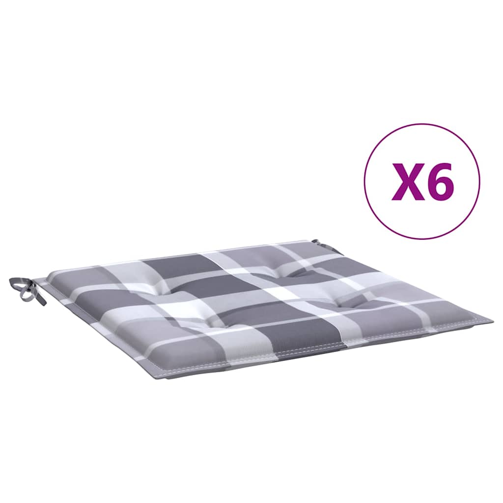 Vidaxl tuinstoelkussens 6 st 40x40x3 cm oxford stof ruitpatroon grijs