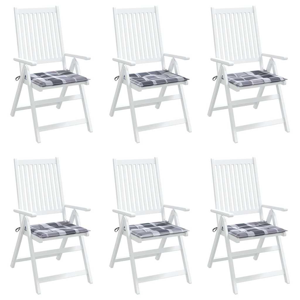 Vidaxl tuinstoelkussens 6 st 40x40x3 cm oxford stof ruitpatroon grijs