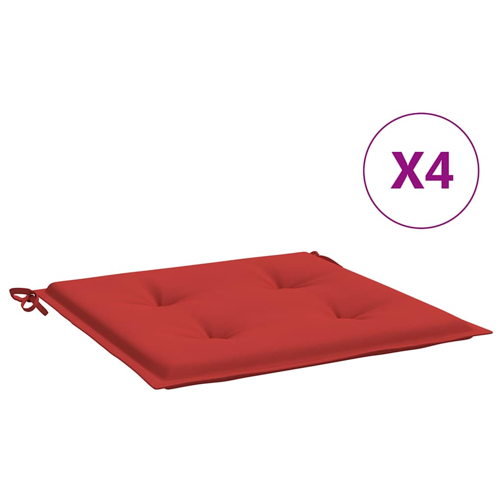 VidaXL Gartenstuhlkissen, 4 Stück, 50 x 50 x 4 cm, Oxford-Gewebe, Rot