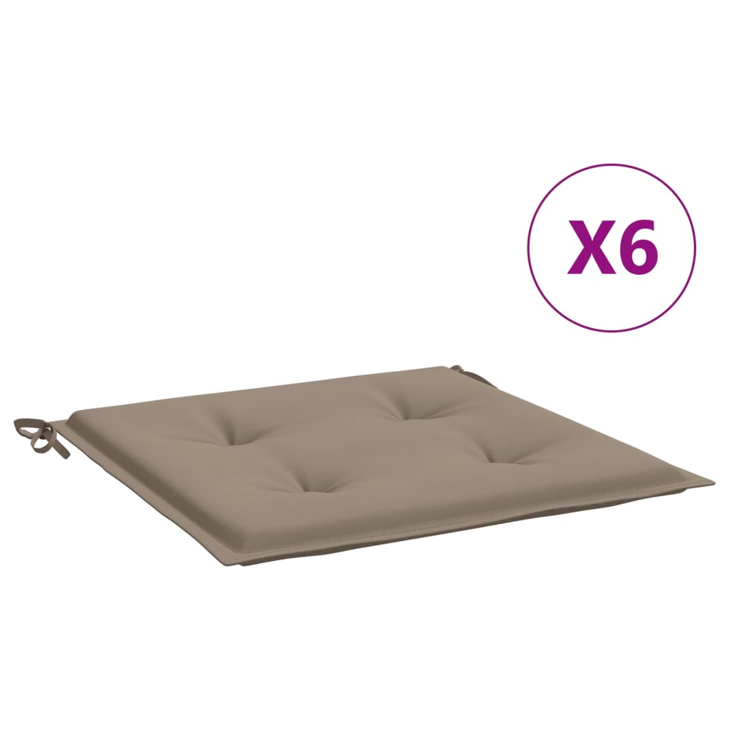 VidaXL Gartenstuhlkissen, 6 Stück, 50 x 50 x 3 cm, Oxford-Gewebe, taupe