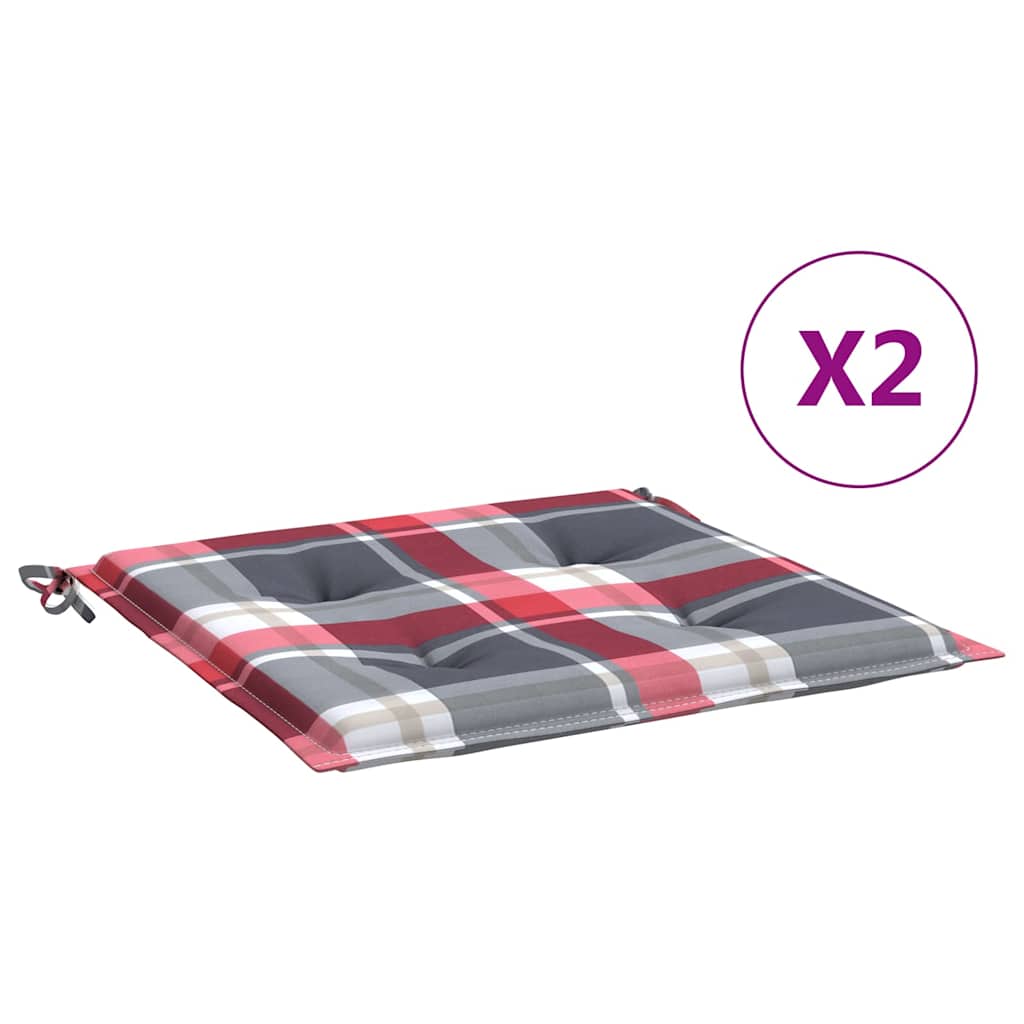 Vidaxl tuinstoelkussens 2 st 50x50x3 cm oxford stof ruitpatroon rood