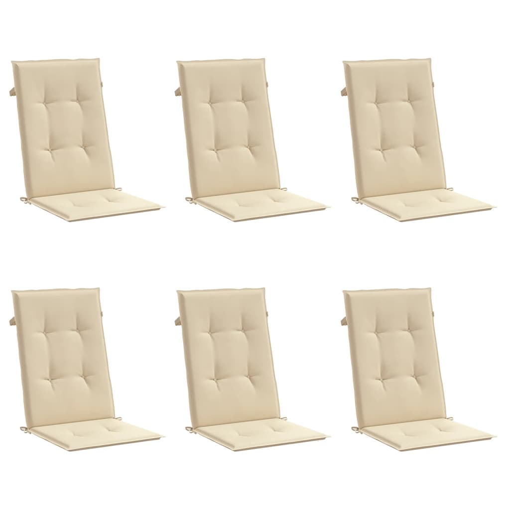 Vidaxl tuinstoelkussens hoge 6 st hoge rug 120x50x3 cm stof beige
