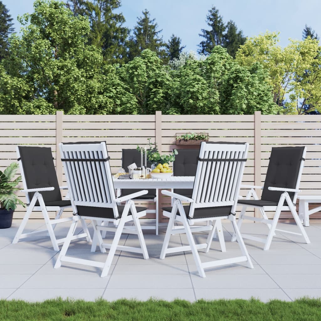 VidaXL Gartenstuhlkissen, 6 Stück, hohe Rückenlehne, 120 x 50 x 3 cm, Stoff, Schwarz
