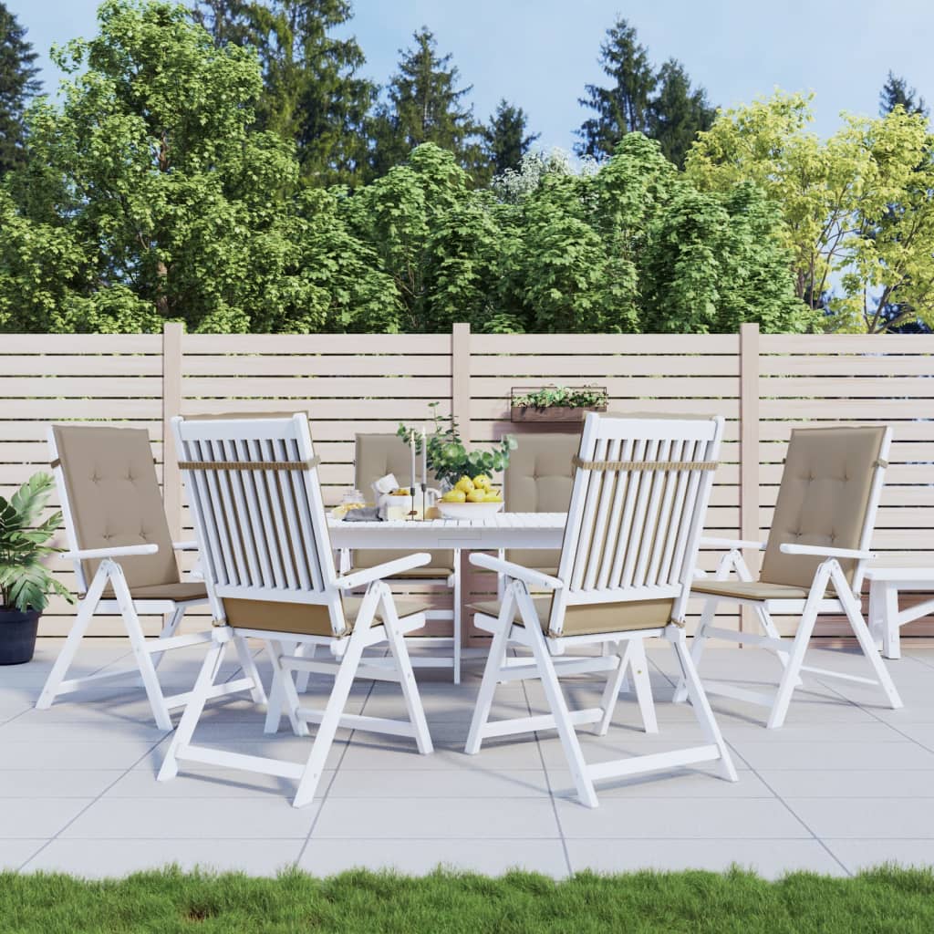 VidaXL Gartenstuhlkissen, 6 Stück, hohe Rückenlehne, 120 x 50 x 3 cm, Stoff, Taupe