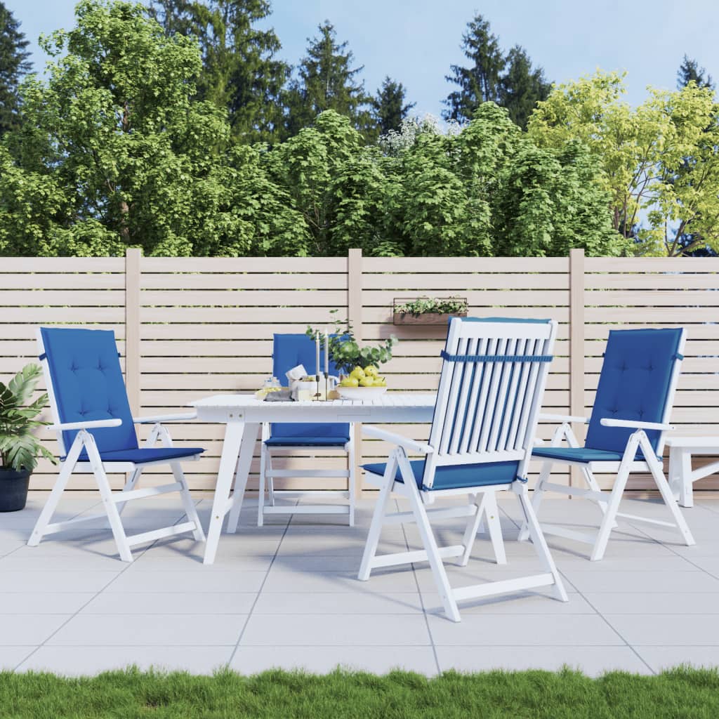 VidaXL Gartenstuhlkissen, 4 Stück, hohe Rückenlehne, 120 x 50 x 3 cm, Stoff, Königsblau