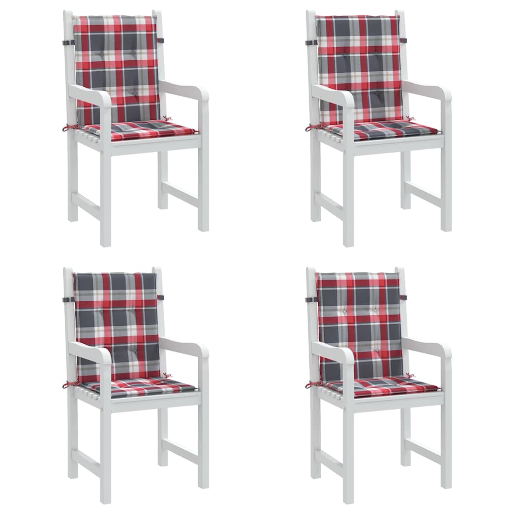 Vidaxl tuinstoelkussens 4 st 100x50x3 cm oxford stof ruitpatroon rood
