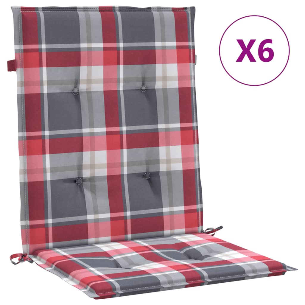 VidaXL Gartenstuhlkissen, 6 Stück, 100 x 50 x 3 cm, Oxford-Gewebe, kariert, rot
