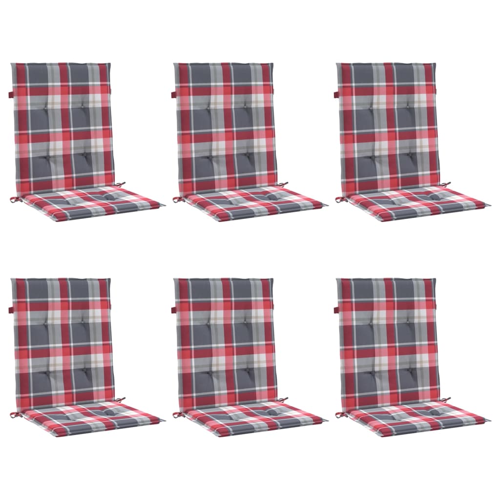 VidaXL Gartenstuhlkissen, 6 Stück, 100 x 50 x 3 cm, Oxford-Gewebe, kariert, rot
