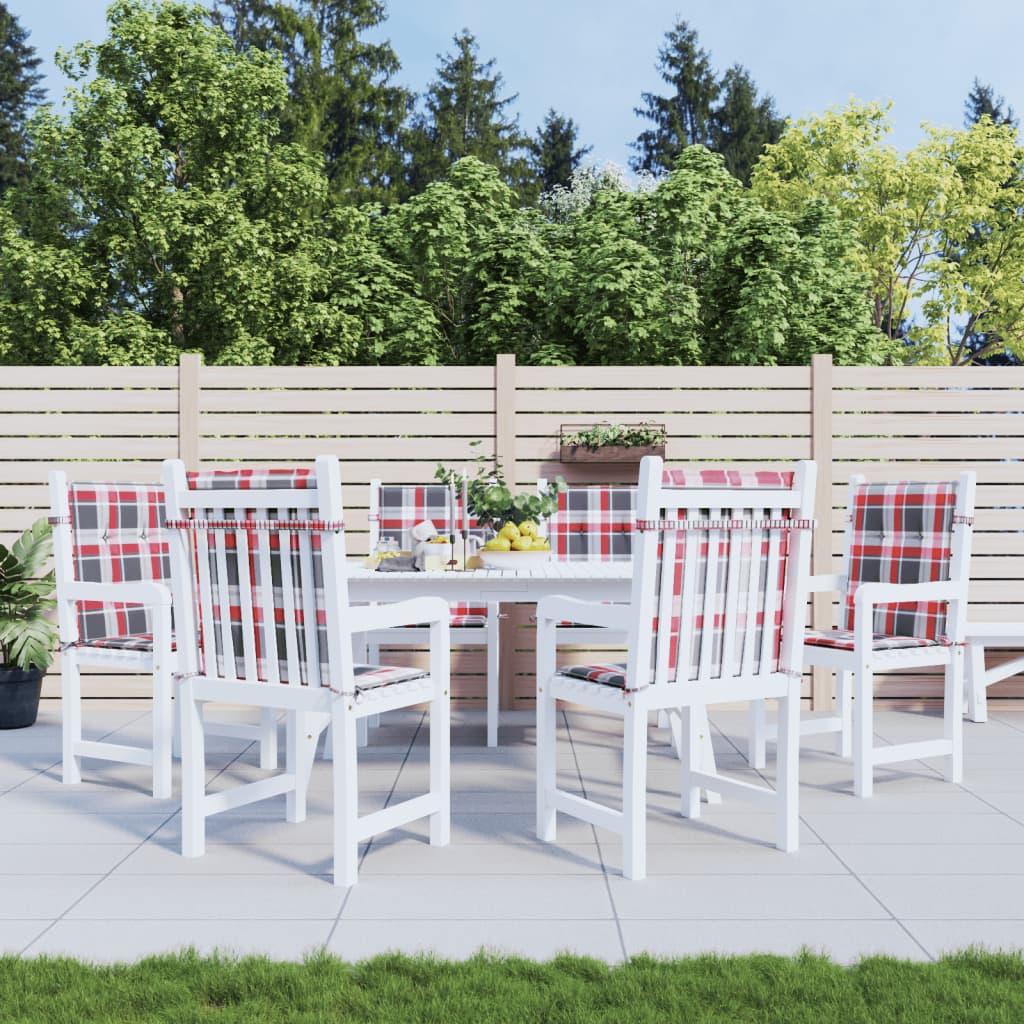 VidaXL Gartenstuhlkissen, 6 Stück, 100 x 50 x 3 cm, Oxford-Gewebe, kariert, rot