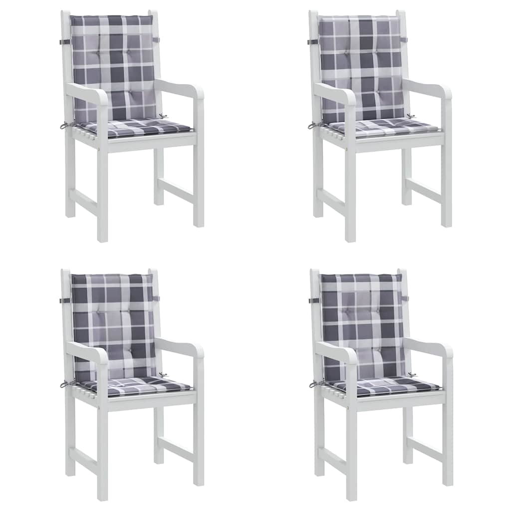 Vidaxl tuinstoelkussens 4 st 100x50x3 cm oxford stof ruitpatroon grijs