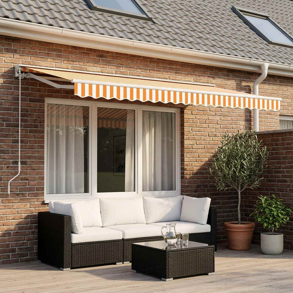 Vidaxl vervangingsdoek voor luifel 600x350 cm polyester geel en wit