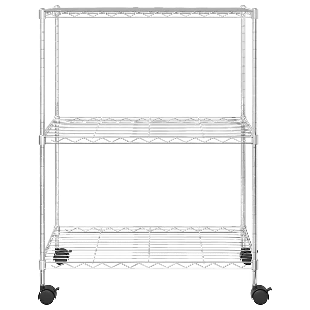 VidaXL 3-stöckiges Lagerregal mit Rollen, 150 kg, 60 x 35 x 81 cm, verchromt