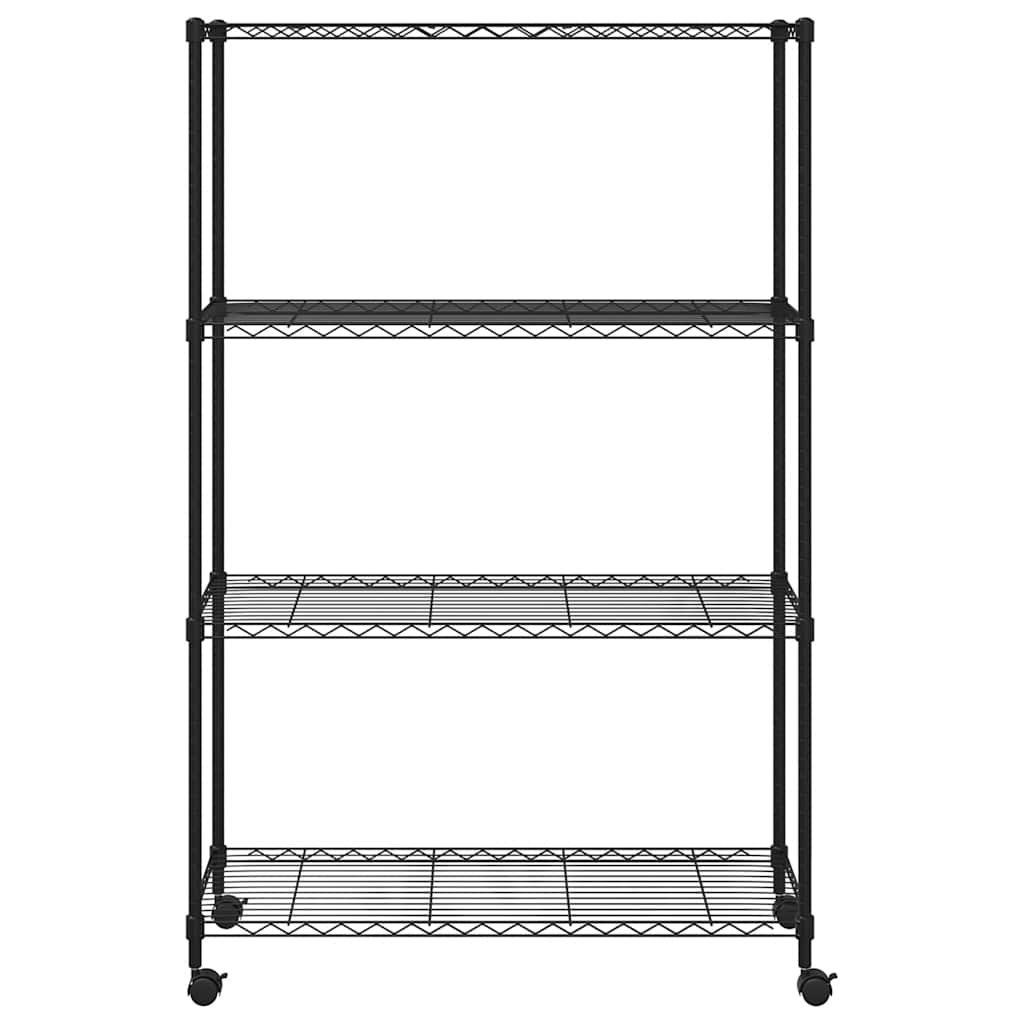 Vidaxl opbergrek 4-laags met wielen 200 kg 90x35x142 cm zwart