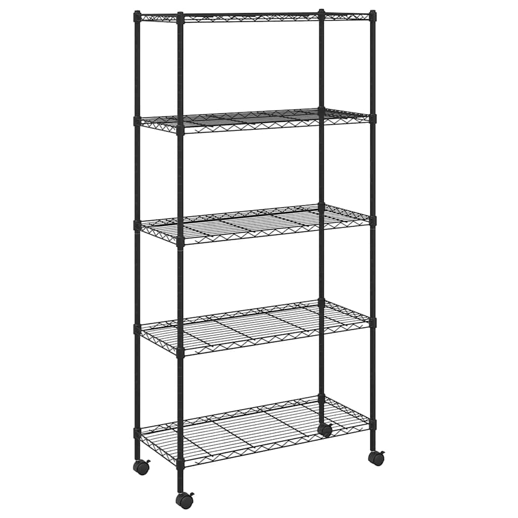 VIDAXL-LAGER Rechen 5-lagig mit Rädern 250 kg 75x35x155 cm Schwarz