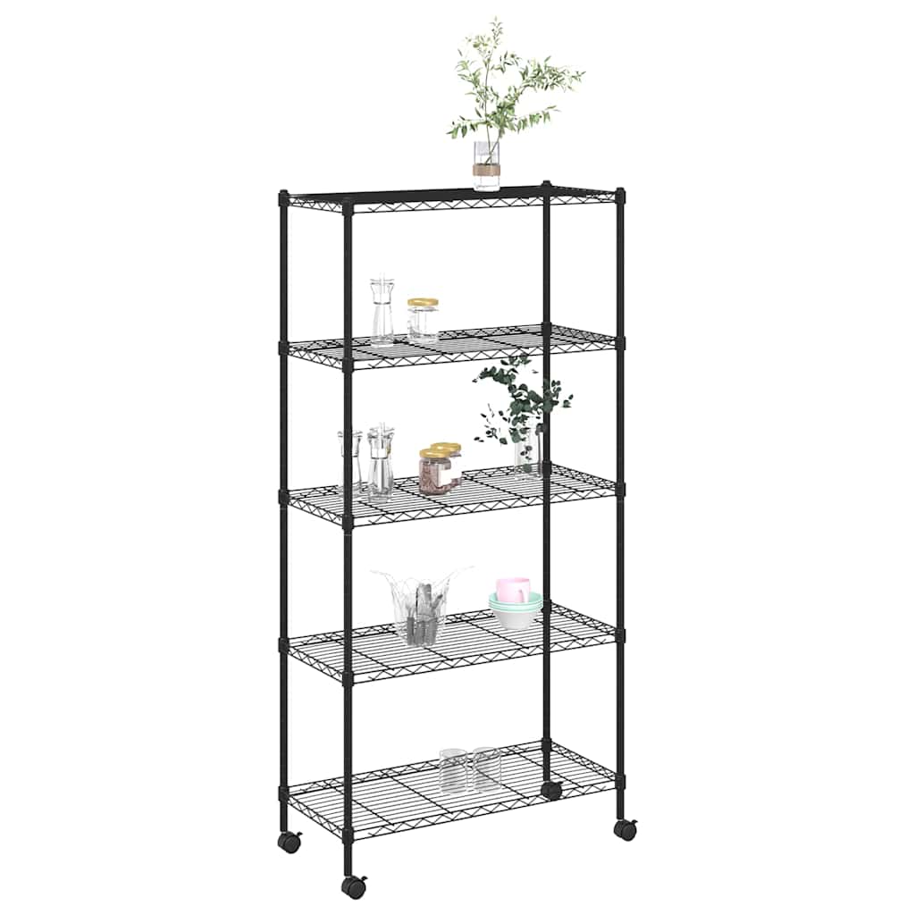 VIDAXL-LAGER Rechen 5-lagig mit Rädern 250 kg 75x35x155 cm Schwarz