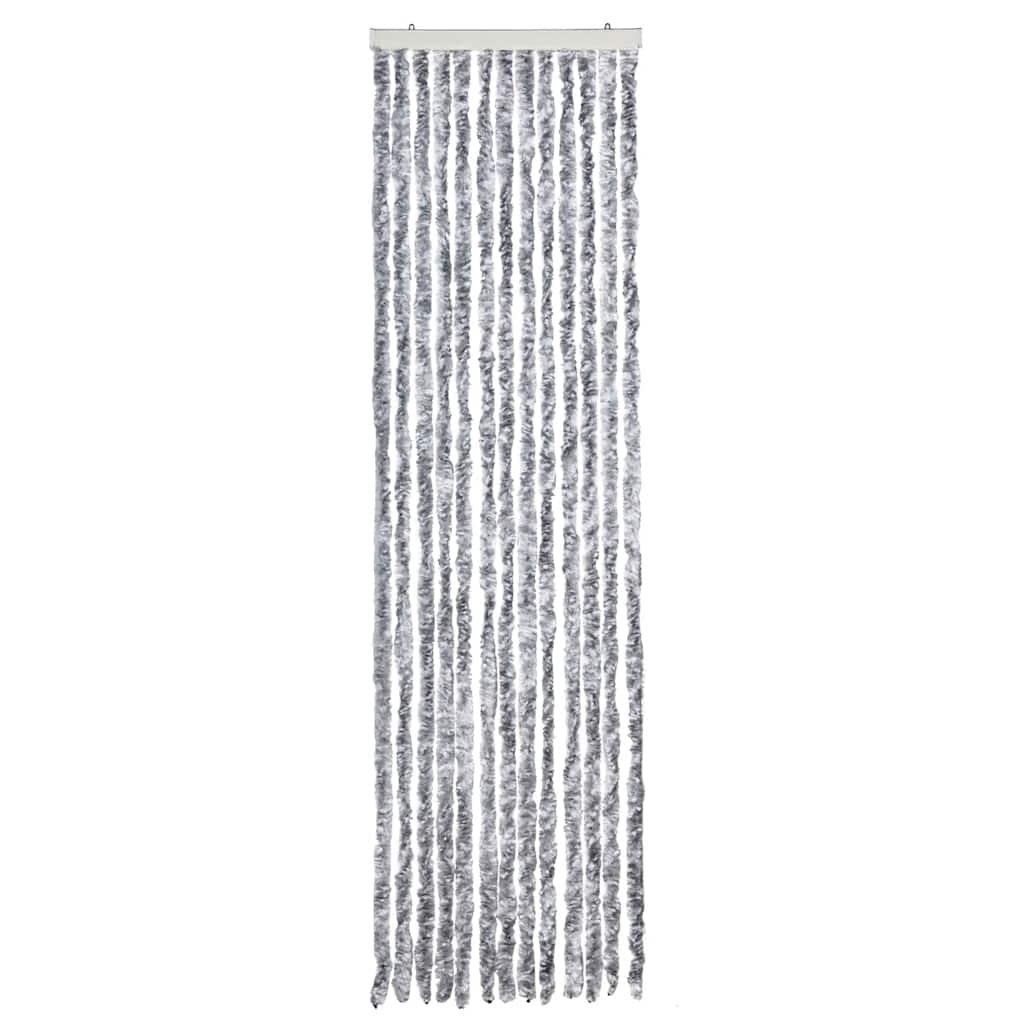 Vidaxl vliegengordijn 56x200 cm chenille wit en grijs