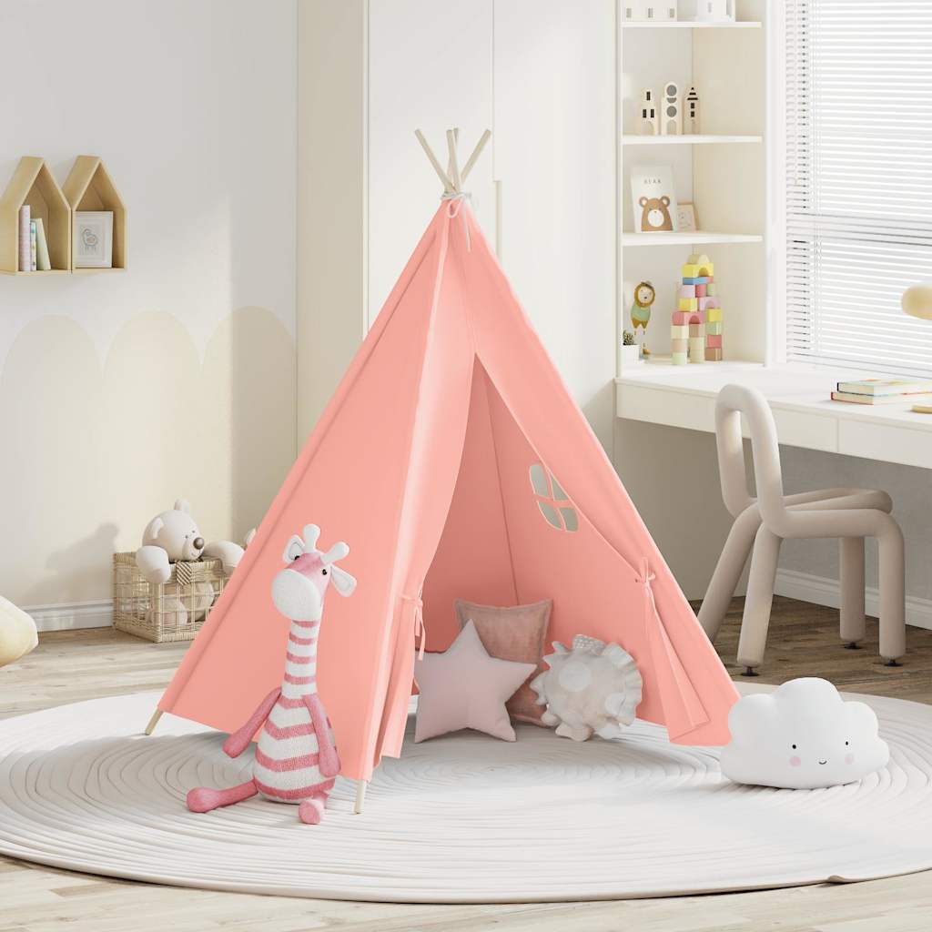 Vidaxl kindertipitent met tas 120x120x150 cm peachskin roze