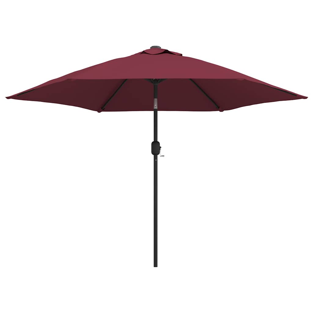 Vidaxl parasol met led-verlichting en stalen paal 300 cm bordeauxrood