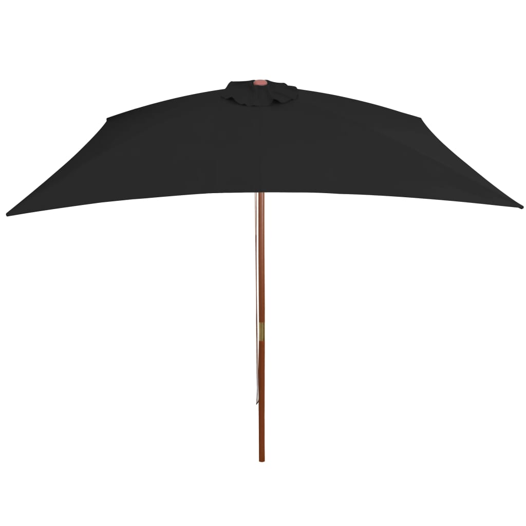 VidaXL Sonnenschirm mit Holzstange 200x300 cm schwarz