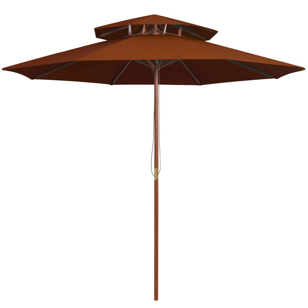 VidaXL Sonnenschirm Doppeldecker mit Holzstange 270 cm Terrakotta-Farbe