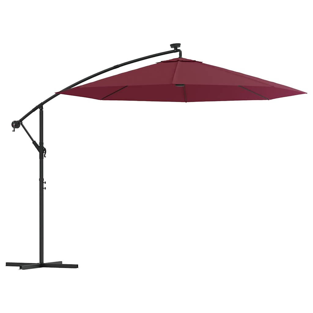Vidaxl Sonnenschirm mit LED und Stahlmastweinrot