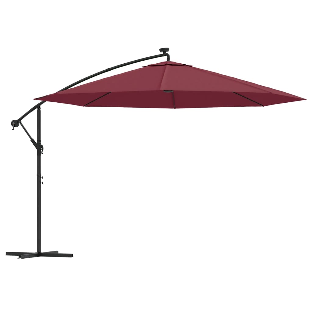 VidaXL Sonnenschirm mit LED-Beleuchtung, 350 cm, Bordeauxrot