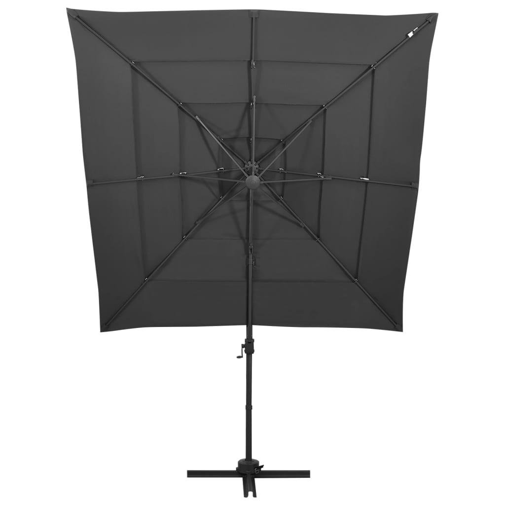 VidaXL Sonnenschirm, 4-lagig, mit Aluminiumstange, 250 x 250 cm, anthrazitfarben