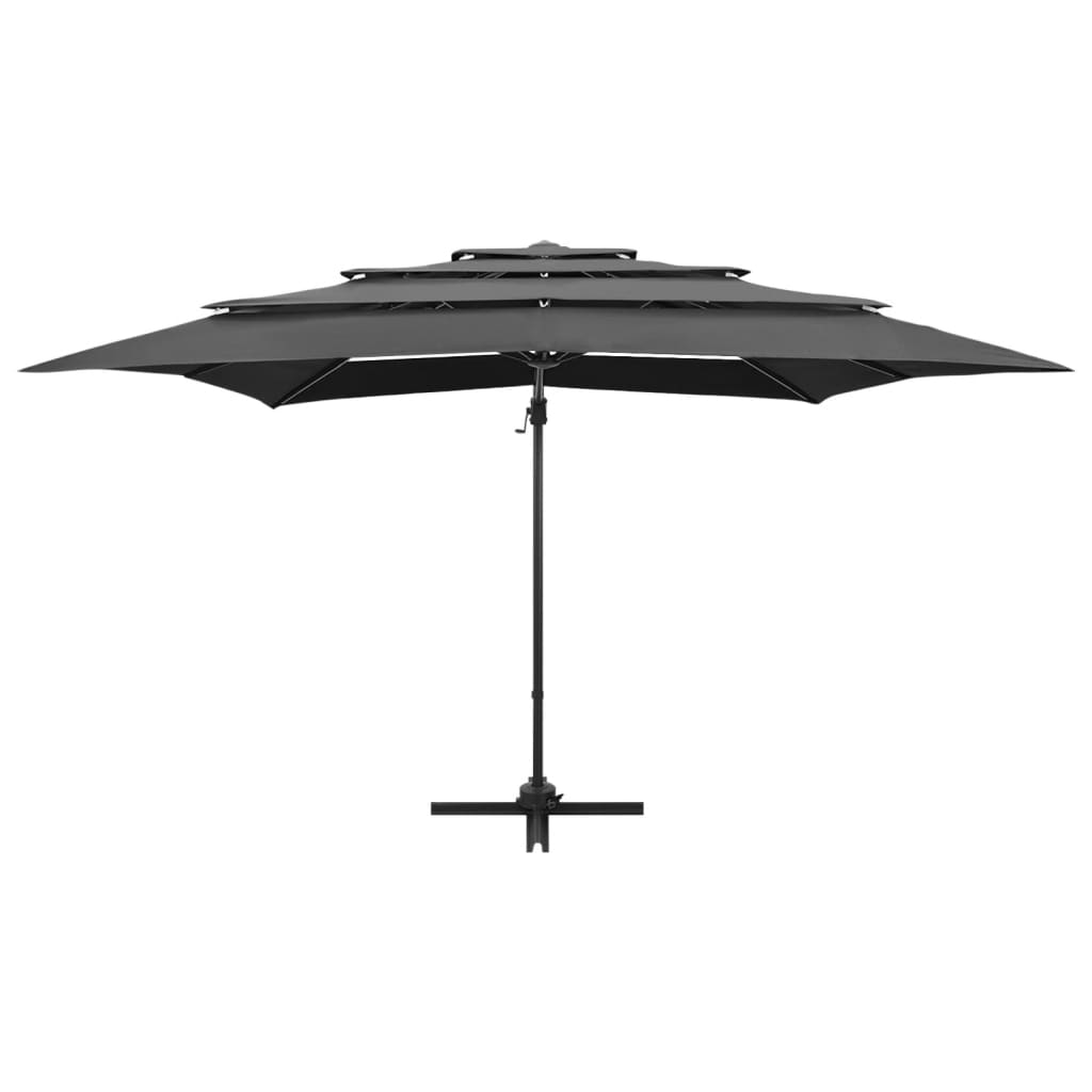 VidaXL Sonnenschirm, 4-lagig, mit Aluminiumstange, 250 x 250 cm, anthrazitfarben