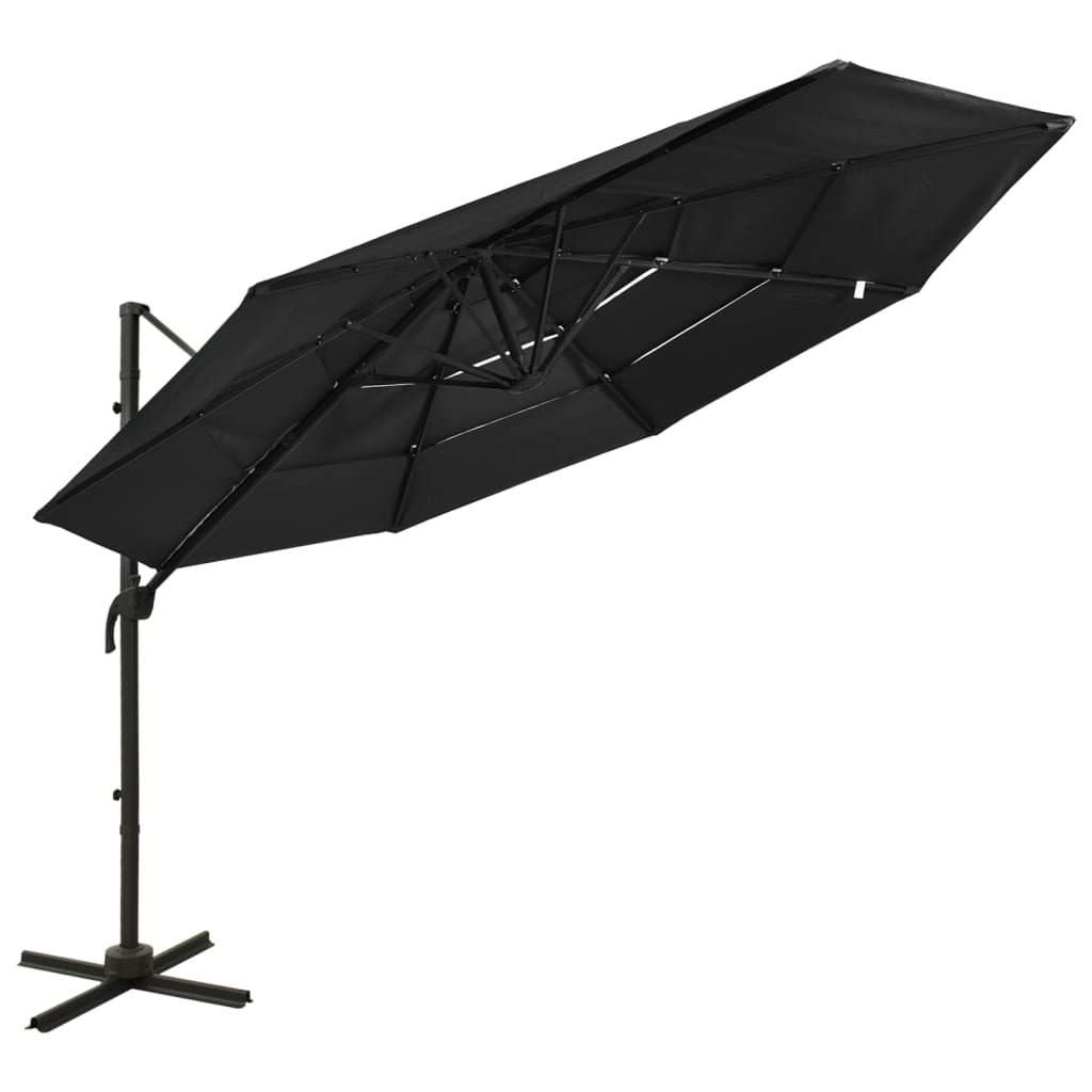 Vidaxx Sonnenschirm 4-Punkt-Befestigung mit Aluminiumstange 3x3 m schwarz