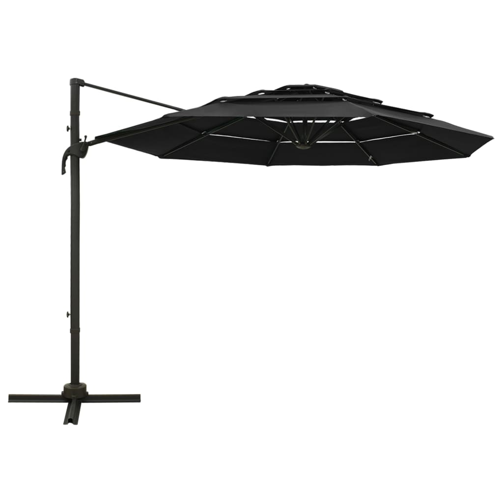 Vidaxx Sonnenschirm 4-Punkt-Befestigung mit Aluminiumstange 3x3 m schwarz