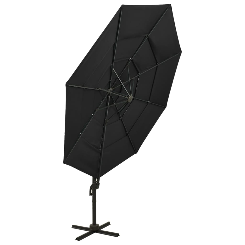 Vidaxx Sonnenschirm 4-Punkt-Befestigung mit Aluminiumstange 3x3 m schwarz
