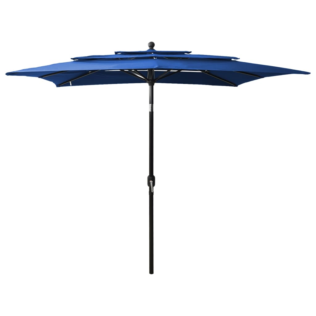 VidaXL Sonnenschirm, 3-armig mit Aluminiumstange, 2,5 x 2,5 m, Azurblau