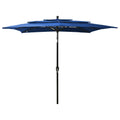 VidaXL Sonnenschirm, 3-armig mit Aluminiumstange, 2,5 x 2,5 m, Azurblau