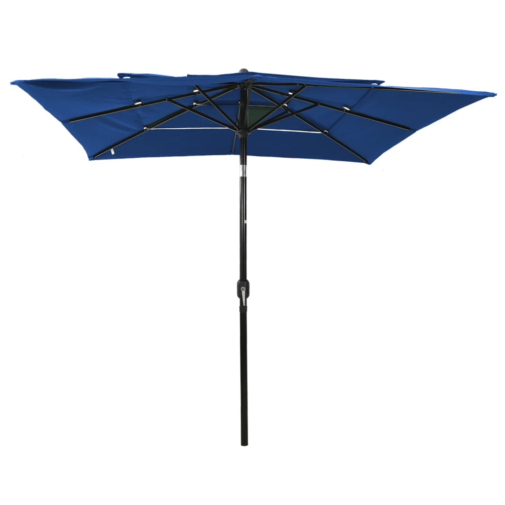 VidaXL Sonnenschirm, 3-armig mit Aluminiumstange, 2,5 x 2,5 m, Azurblau
