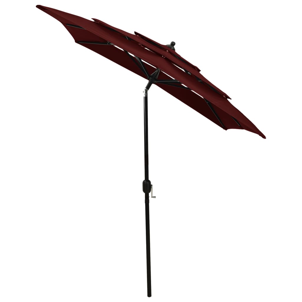 VidaXL Sonnenschirm, 3-stielig, mit Aluminiumstange, 2x2 m, Bordeauxrot